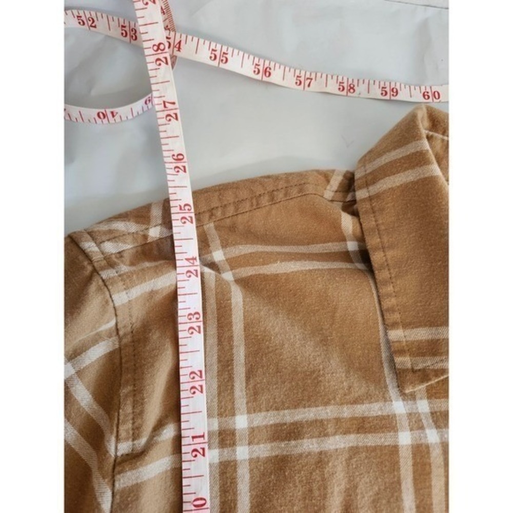 J.Crew Plaid Button Front Shirt XL Tan Beige Long Sleeve Casual Cotton Blend - Picture 8 of 9